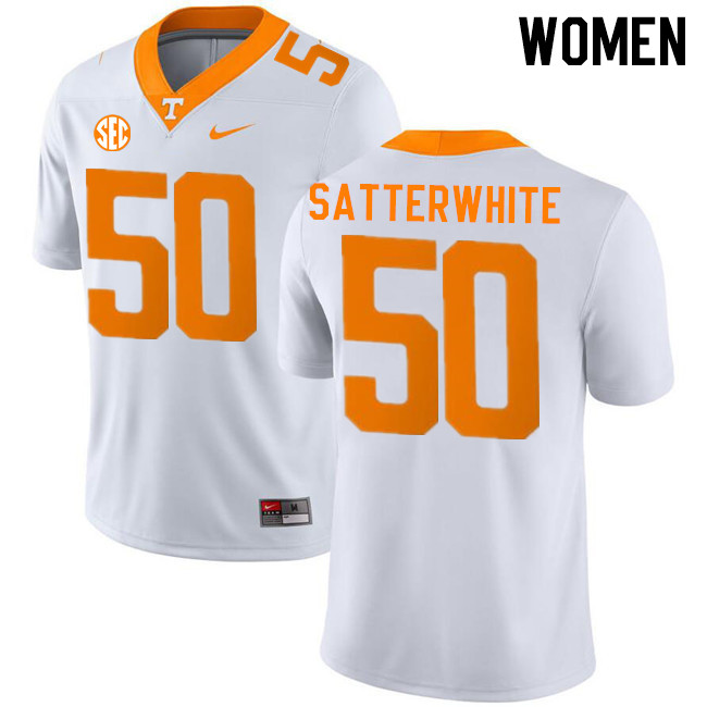 Women #50 William Satterwhite Tennessee Volunteers College Football Jerseys Stitched-White